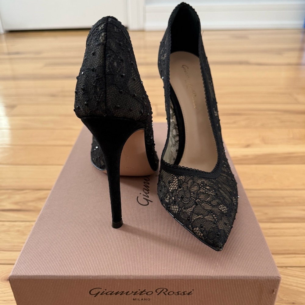 Gianvito Rossi Black Lace Heels